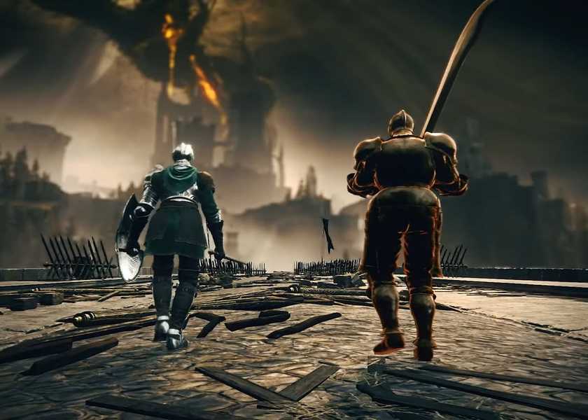 Elden Ring Knights Walk Toward Tower