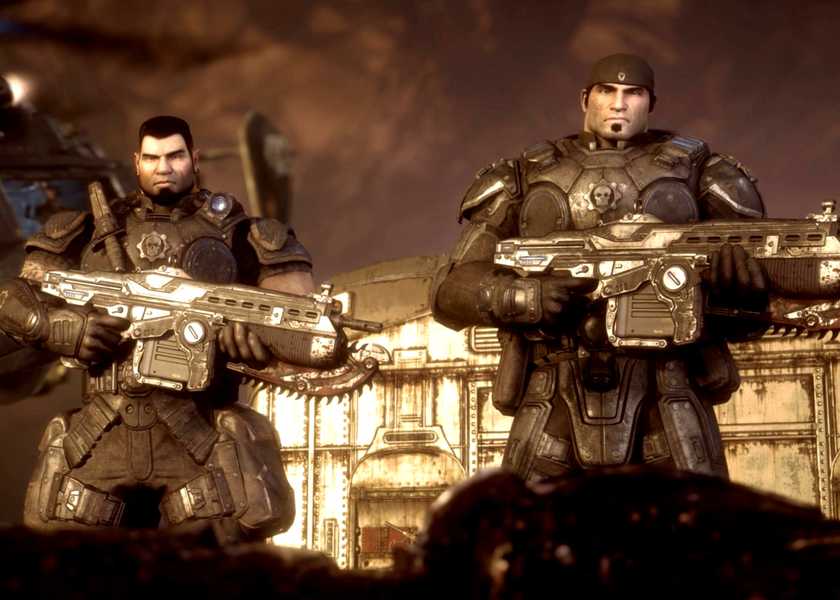 Gears of War Reloaded Marcus and Dom holding Lancers.